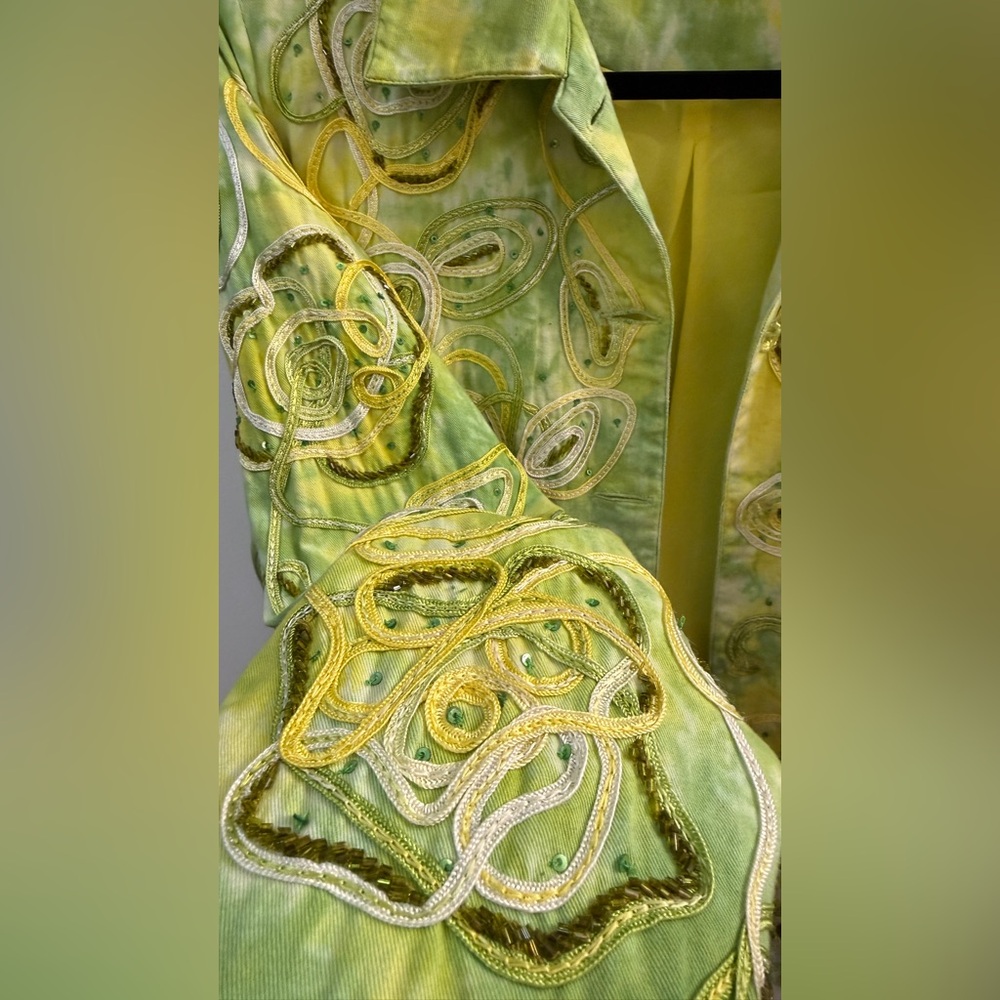 ANAGE Vintage Art To Wear Tie Dye Beaded Jacket S - Picture 6 of 12